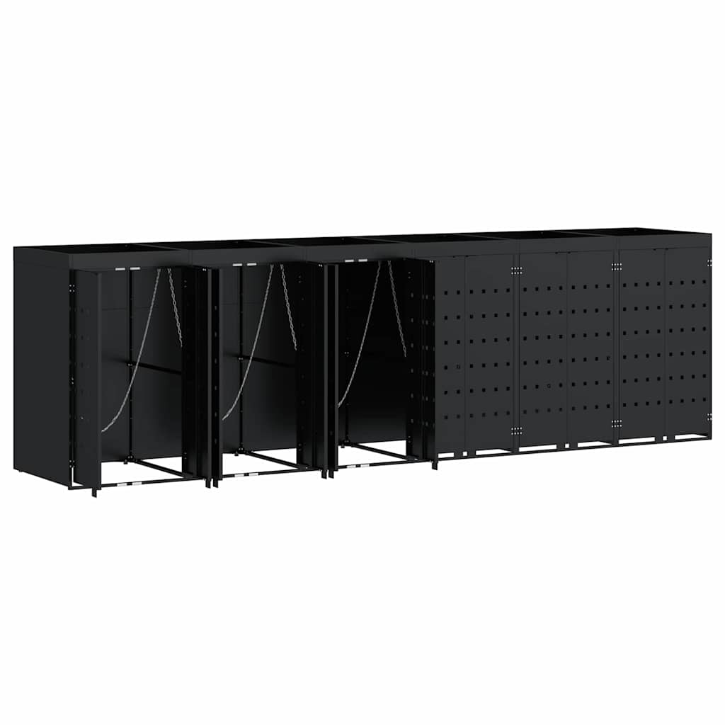 vidaXL Wheelie Bin Storage for 6 Bins Black 408 x 77.5 x 121.5 cm