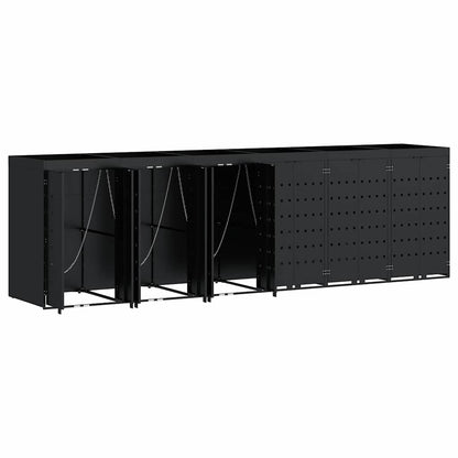 vidaXL Wheelie Bin Storage for 6 Bins Black 408 x 77.5 x 121.5 cm
