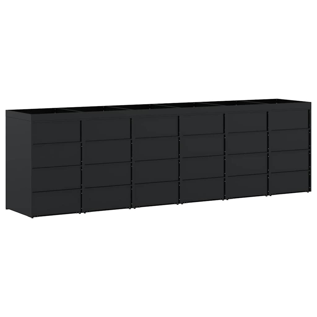 vidaXL Wheelie Bin Storage for 6 Bins Black 408 x 77.5 x 121.5 cm