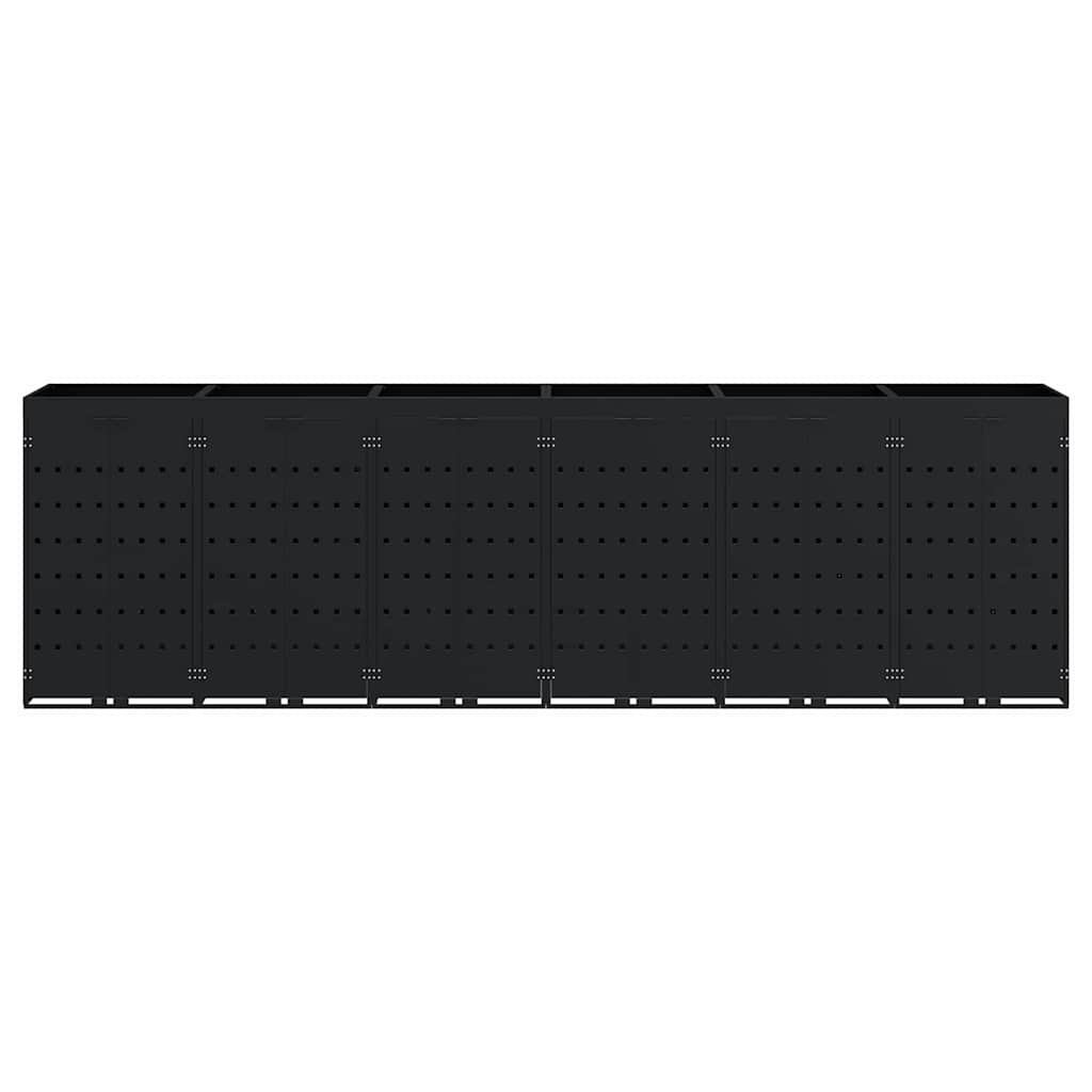 vidaXL Wheelie Bin Storage for 6 Bins Black 408 x 77.5 x 121.5 cm