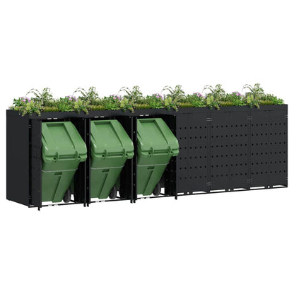 vidaXL Wheelie Bin Storage for 6 Bins Black 408 x 77.5 x 121.5 cm