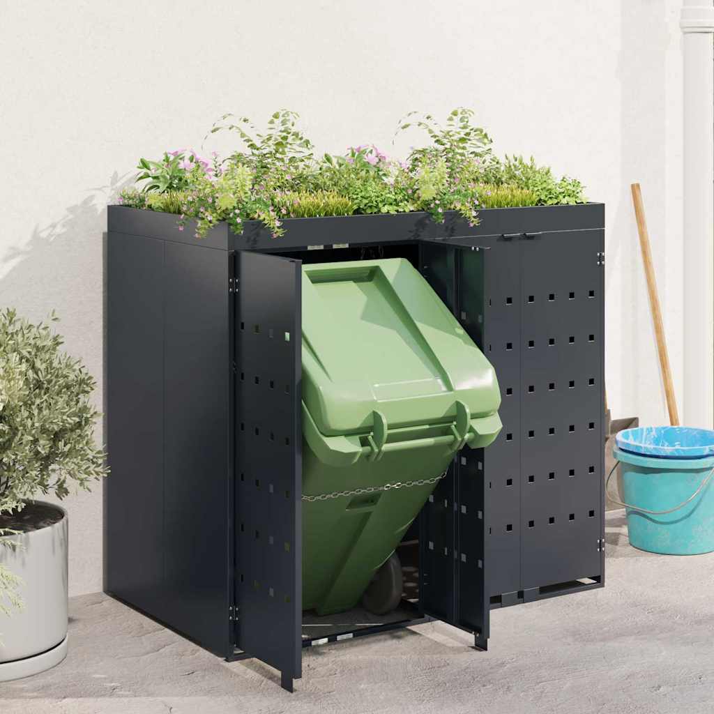 vidaXL Wheelie Bin Storage for 2 Bins Anthracite 136 x 77.5 x 121.5 cm