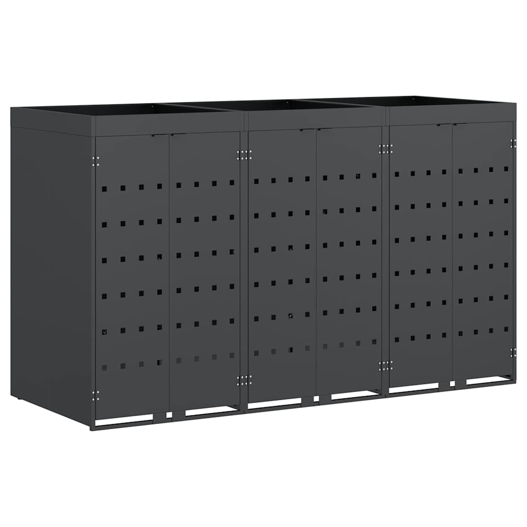 vidaXL Wheelie Bin Storage for 3 Bins Anthracite 204 x 77.5 x 121.5 cm