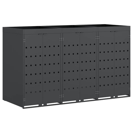 vidaXL Wheelie Bin Storage for 3 Bins Anthracite 204 x 77.5 x 121.5 cm