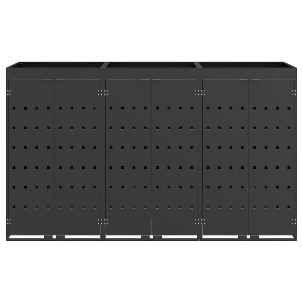 vidaXL Wheelie Bin Storage for 3 Bins Anthracite 204 x 77.5 x 121.5 cm