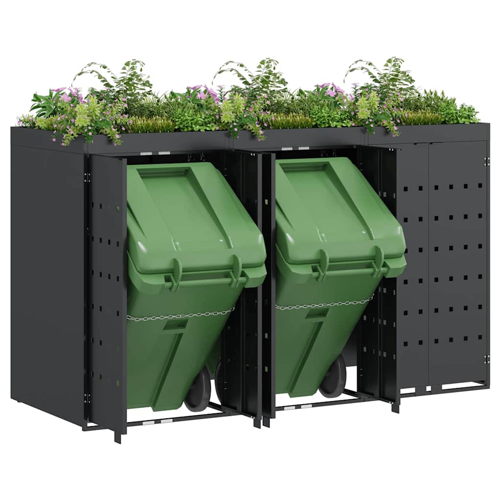 vidaXL Wheelie Bin Storage for 3 Bins Anthracite 204 x 77.5 x 121.5 cm