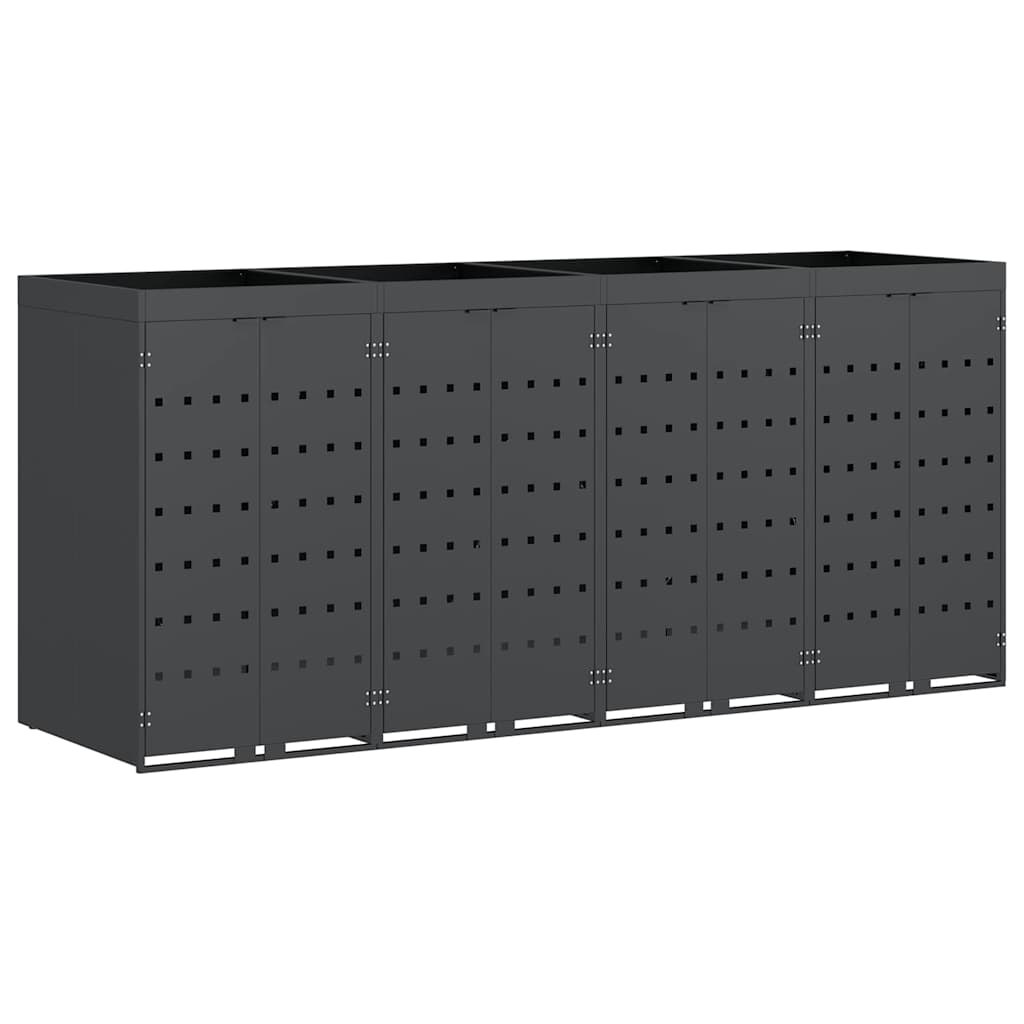 vidaXL Wheelie Bin Storage for 4 Bins Anthracite 272 x 77.5 x 121.5 cm
