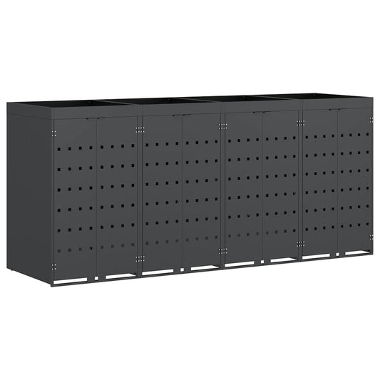vidaXL Wheelie Bin Storage for 4 Bins Anthracite 272 x 77.5 x 121.5 cm