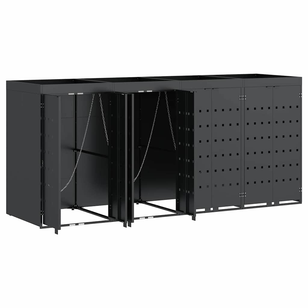 vidaXL Wheelie Bin Storage for 4 Bins Anthracite 272 x 77.5 x 121.5 cm