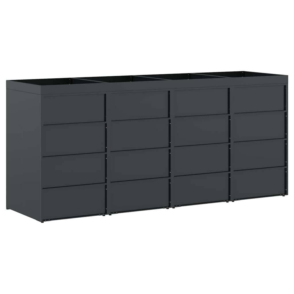 vidaXL Wheelie Bin Storage for 4 Bins Anthracite 272 x 77.5 x 121.5 cm