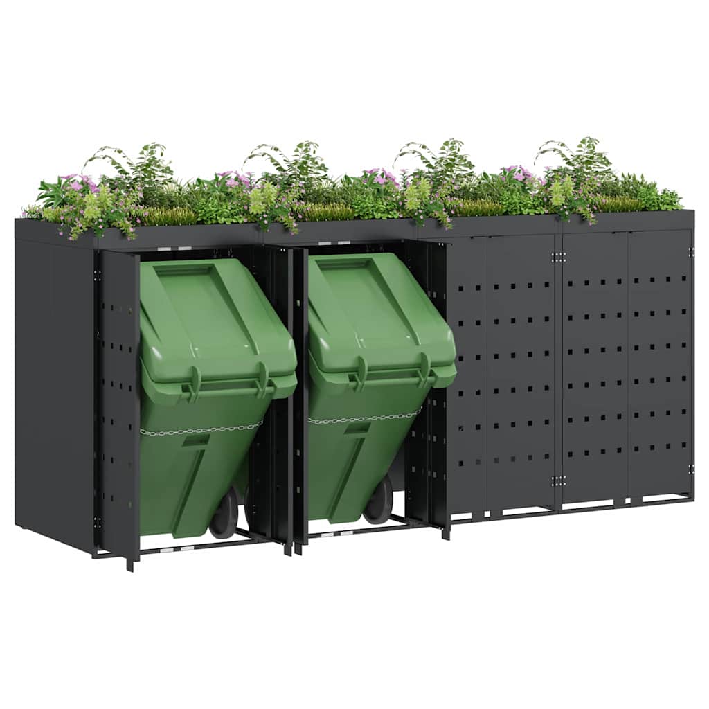 vidaXL Wheelie Bin Storage for 4 Bins Anthracite 272 x 77.5 x 121.5 cm
