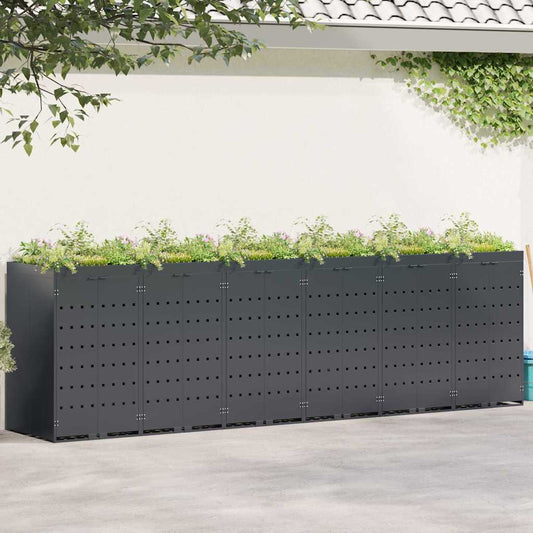 vidaXL Wheelie Bin Storage for 6 Bins Anthracite 408 x 77.5 x 121.5 cm