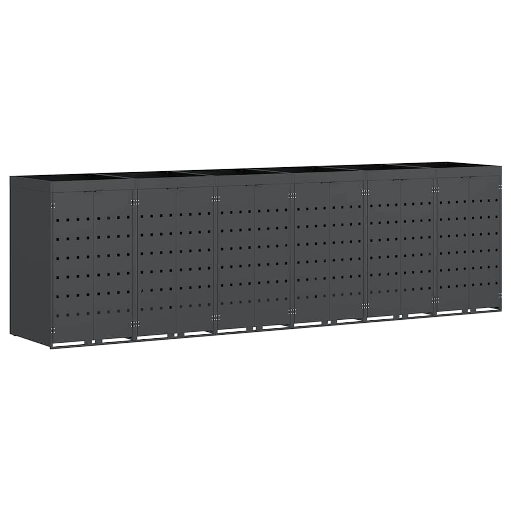 vidaXL Wheelie Bin Storage for 6 Bins Anthracite 408 x 77.5 x 121.5 cm
