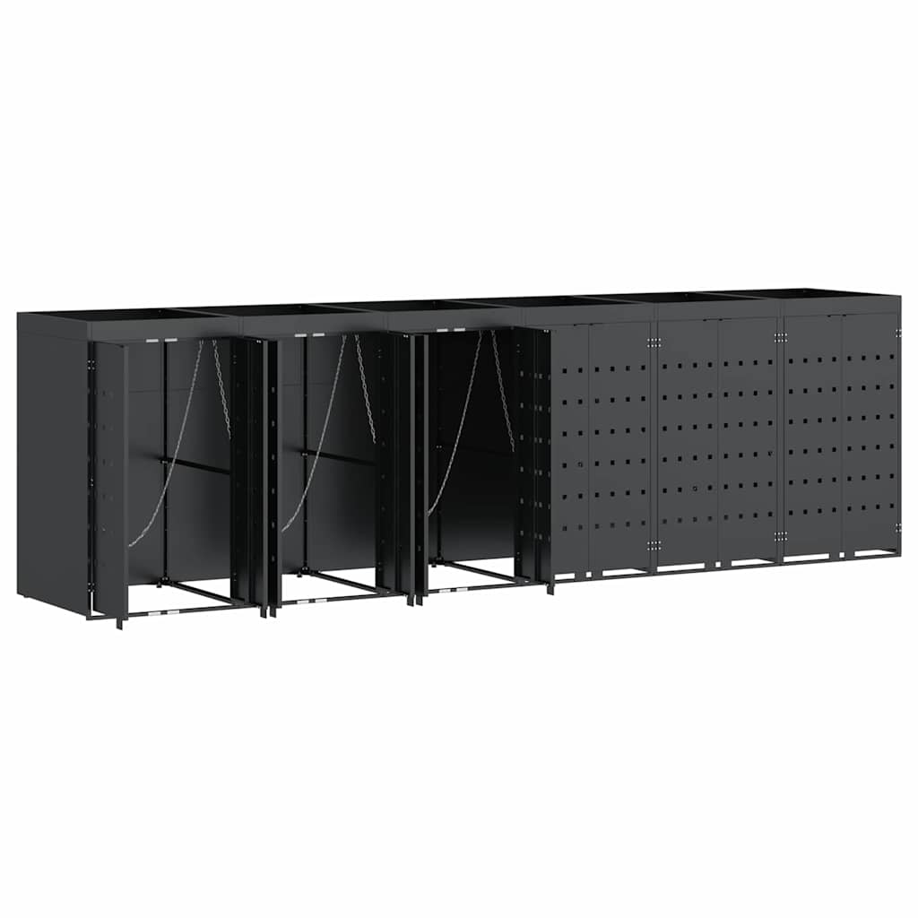 vidaXL Wheelie Bin Storage for 6 Bins Anthracite 408 x 77.5 x 121.5 cm