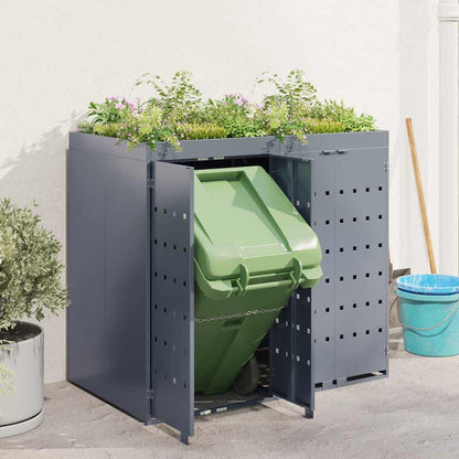 vidaXL Wheelie Bin Storage for 2 Bins Light Grey 136 x 77.5 x 121.5 cm