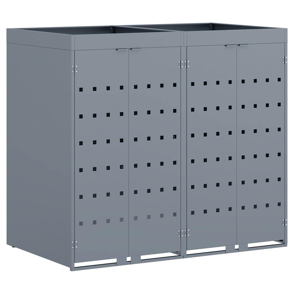 vidaXL Wheelie Bin Storage for 2 Bins Light Grey 136 x 77.5 x 121.5 cm