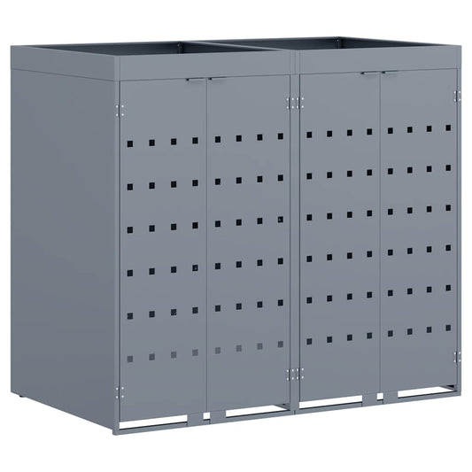 vidaXL Wheelie Bin Storage for 2 Bins Light Grey 136 x 77.5 x 121.5 cm