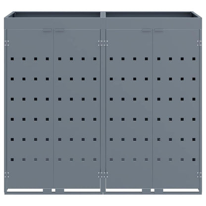 vidaXL Wheelie Bin Storage for 2 Bins Light Grey 136 x 77.5 x 121.5 cm