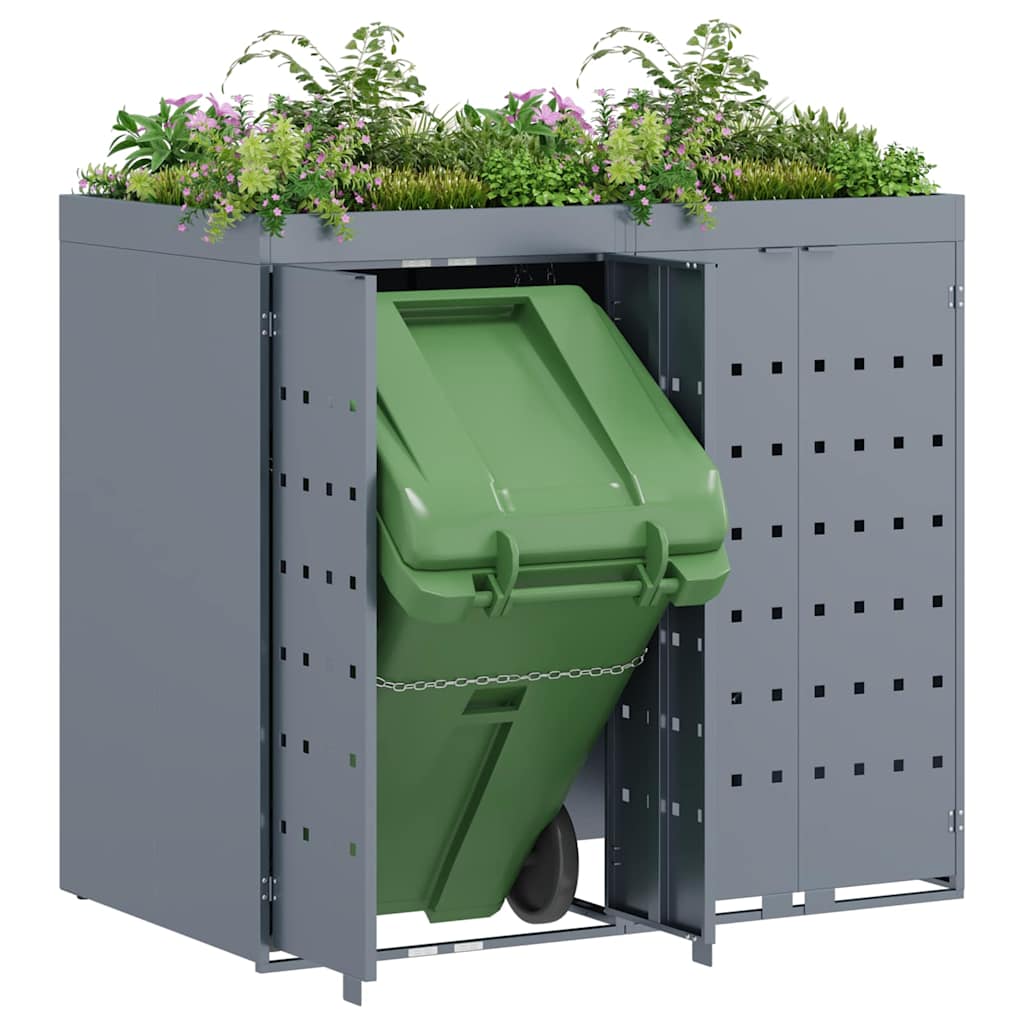 vidaXL Wheelie Bin Storage for 2 Bins Light Grey 136 x 77.5 x 121.5 cm