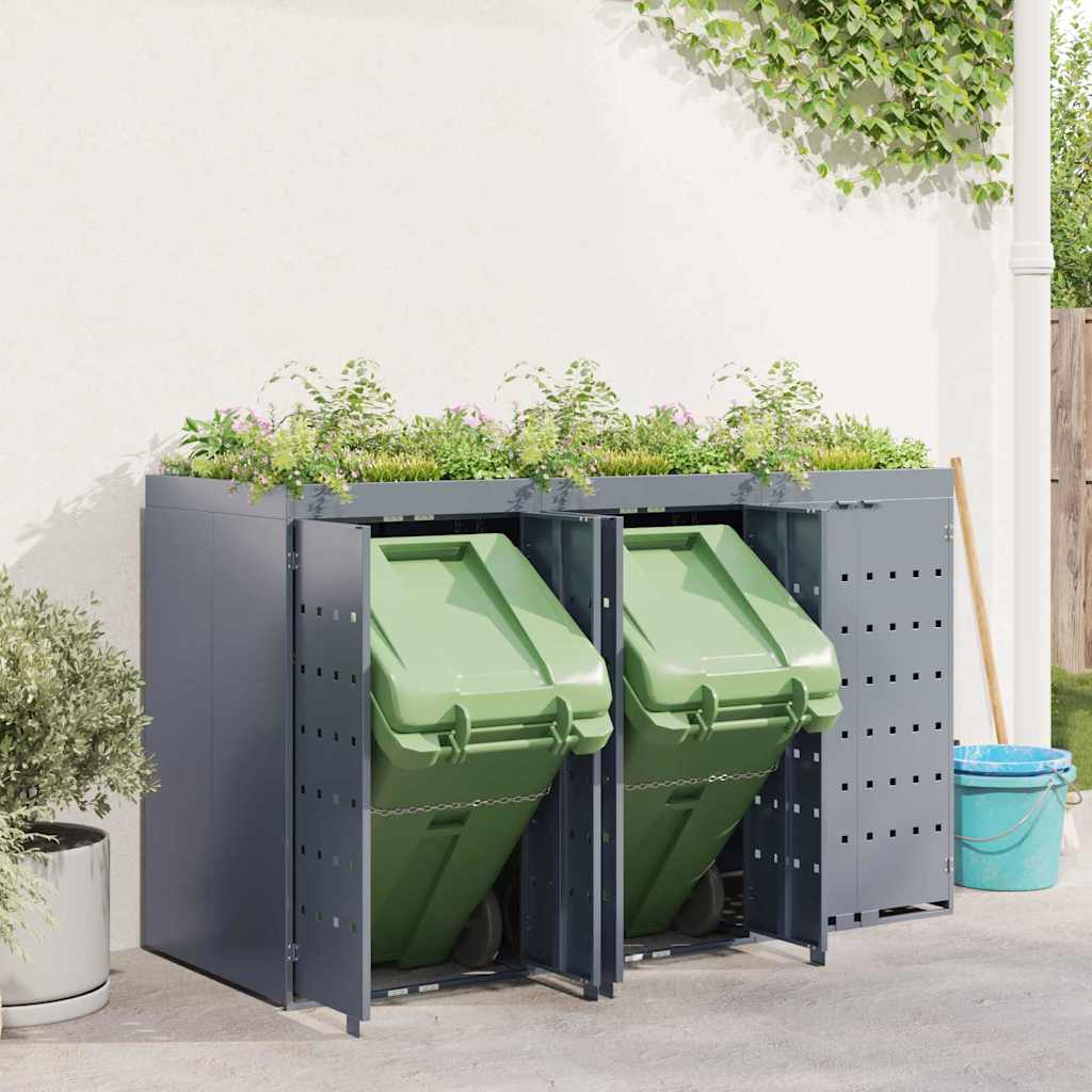 vidaXL Wheelie Bin Storage for 3 Bins Light Grey 204 x 77.5 x 121.5 cm