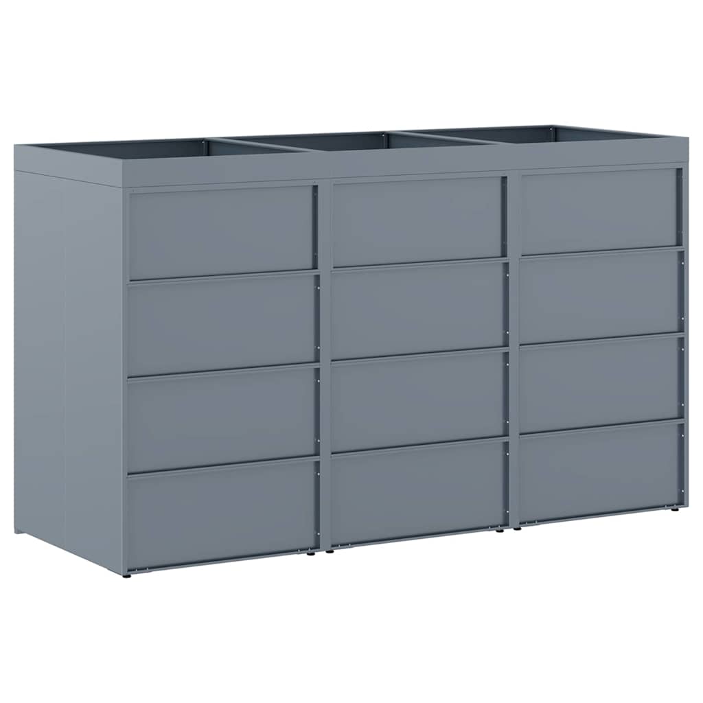 vidaXL Wheelie Bin Storage for 3 Bins Light Grey 204 x 77.5 x 121.5 cm