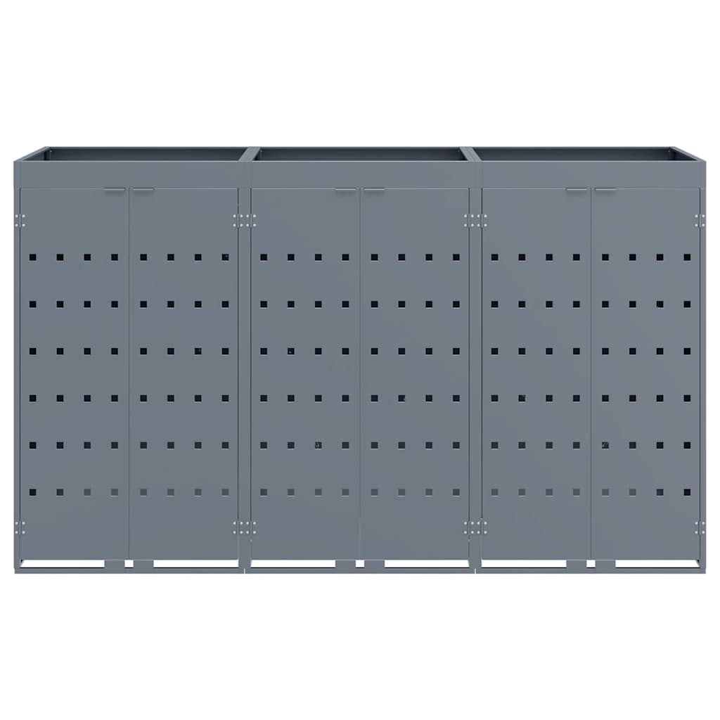 vidaXL Wheelie Bin Storage for 3 Bins Light Grey 204 x 77.5 x 121.5 cm