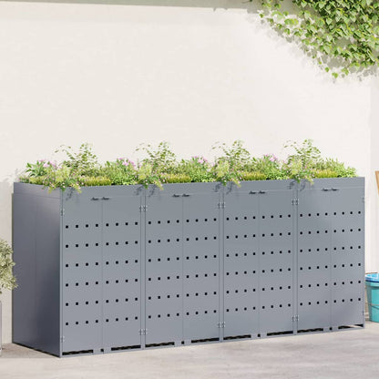 vidaXL Wheelie Bin Storage for 4 Bins Light Grey 272 x 77.5 x 121.5 cm