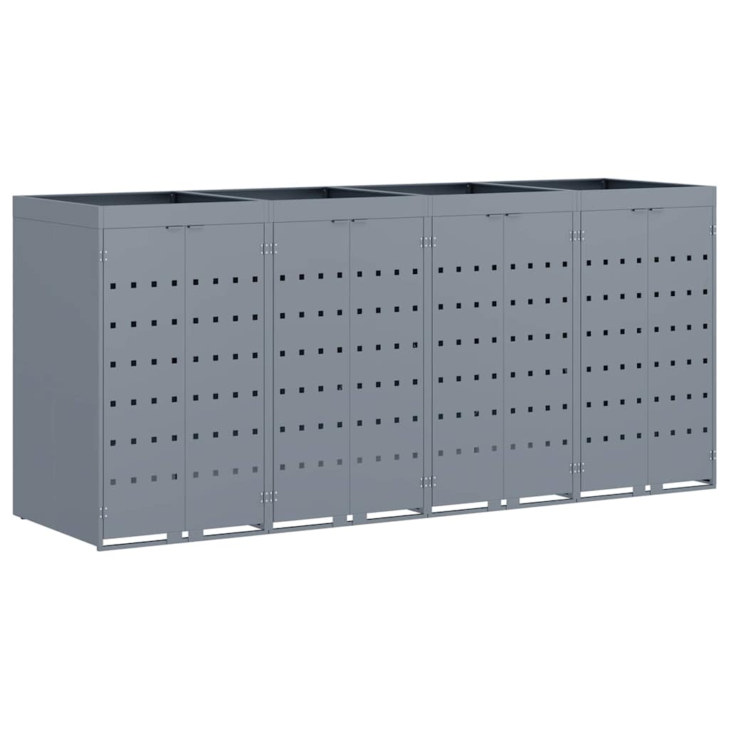 vidaXL Wheelie Bin Storage for 4 Bins Light Grey 272 x 77.5 x 121.5 cm