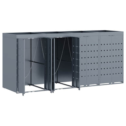vidaXL Wheelie Bin Storage for 4 Bins Light Grey 272 x 77.5 x 121.5 cm