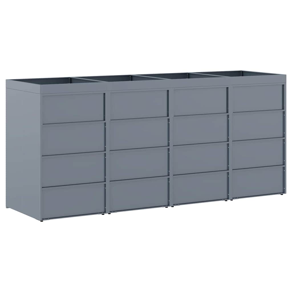 vidaXL Wheelie Bin Storage for 4 Bins Light Grey 272 x 77.5 x 121.5 cm