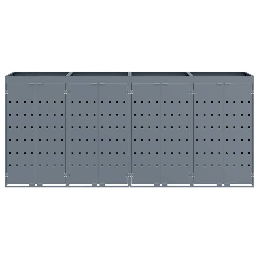 vidaXL Wheelie Bin Storage for 4 Bins Light Grey 272 x 77.5 x 121.5 cm