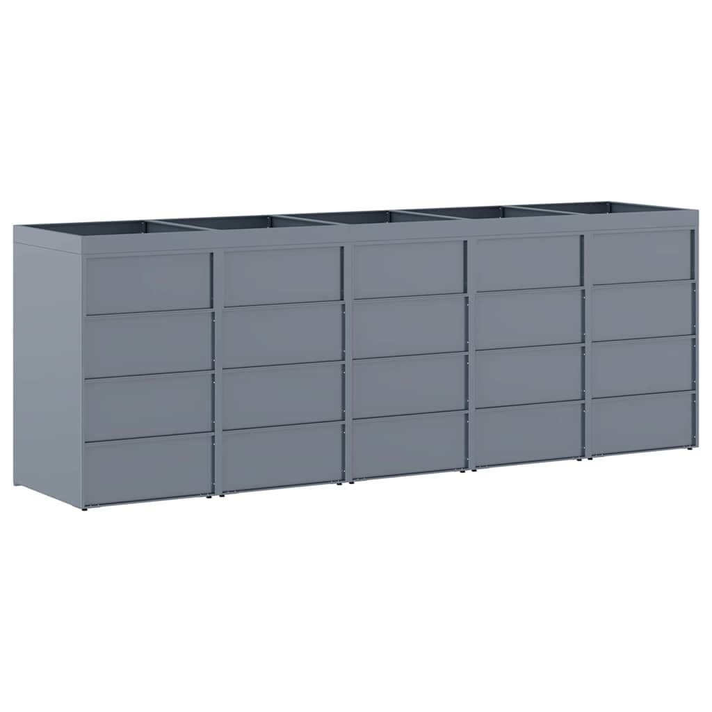 vidaXL Wheelie Bin Storage for 5 Bins Light Grey 340 x 77.5 x 121.5 cm