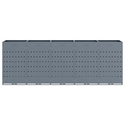 vidaXL Wheelie Bin Storage for 5 Bins Light Grey 340 x 77.5 x 121.5 cm