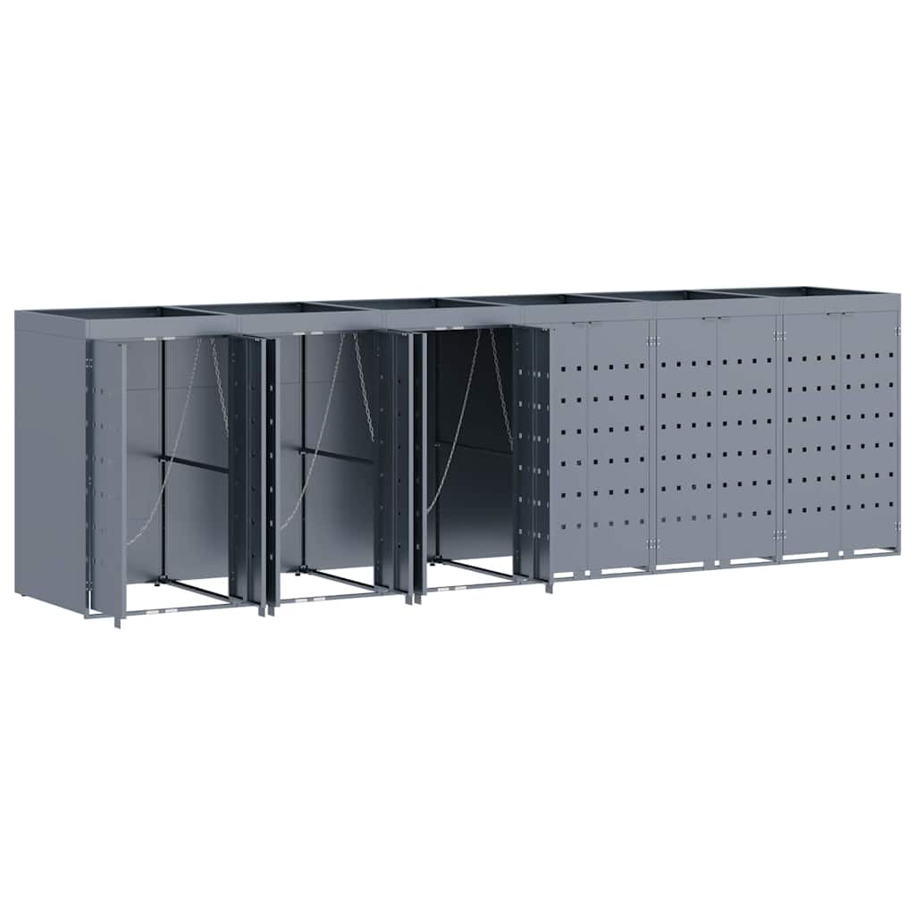 vidaXL Wheelie Bin Storage for 6 Bins Light Grey 408 x 77.5 x 121.5 cm