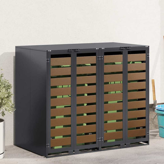 vidaXL Wheelie Bin Storage for 2 Bins Anthracite 136 x 77.5 x 115.5 cm