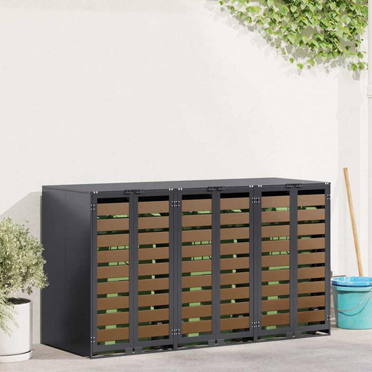 vidaXL Wheelie Bin Storage for 3 Bins Anthracite 204 x 77.5 x 115.5 cm