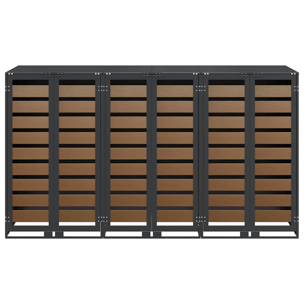 vidaXL Wheelie Bin Storage for 3 Bins Anthracite 204 x 77.5 x 115.5 cm