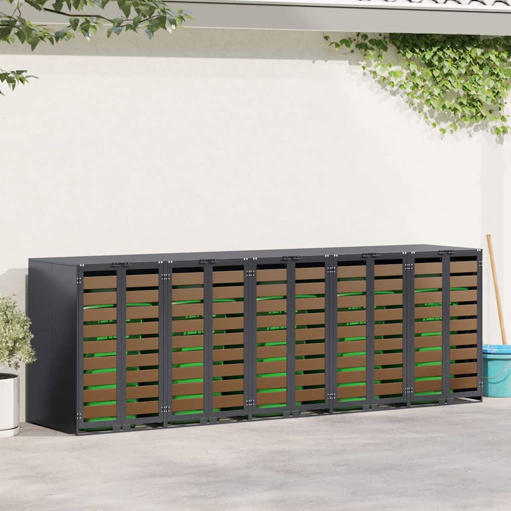 vidaXL Wheelie Bin Storage for 5 Bins Anthracite 340 x 77.5 x 115.5 cm
