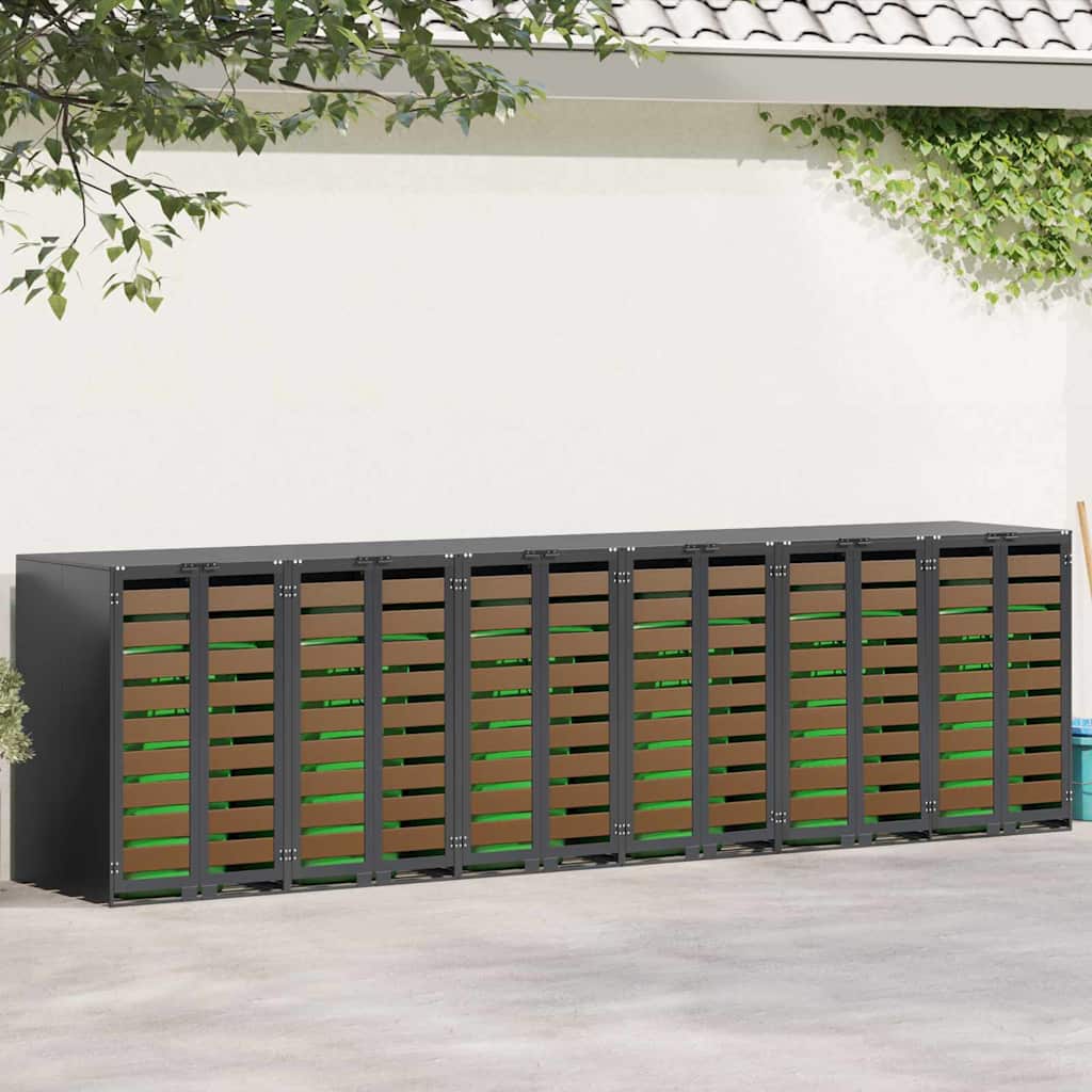 vidaXL Wheelie Bin Storage for 6 Bins Anthracite 408 x 77.5 x 115.5 cm