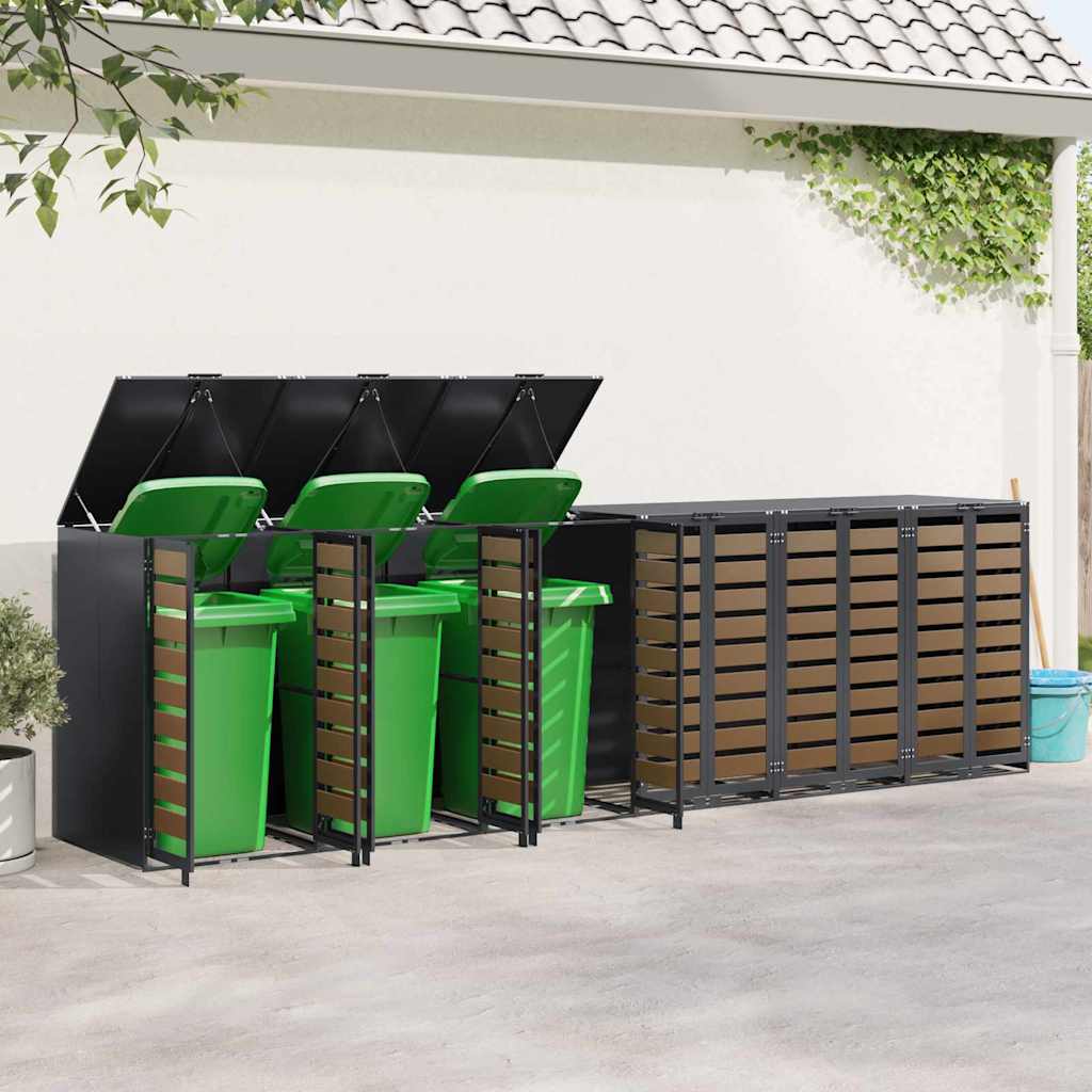 vidaXL Wheelie Bin Storage for 6 Bins Anthracite 408 x 77.5 x 115.5 cm