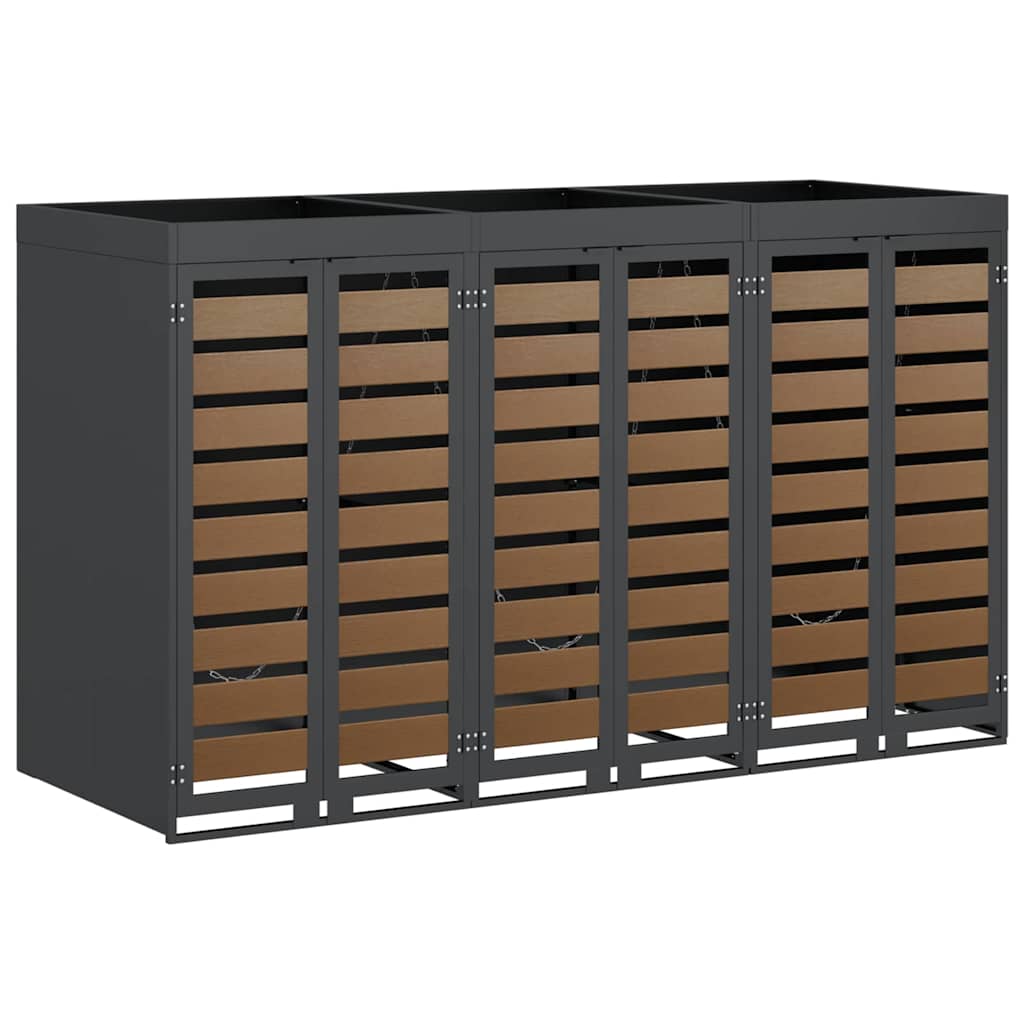 vidaXL Wheelie Bin Storage for 3 Bins Anthracite 204 x 77.5 x 121.5 cm