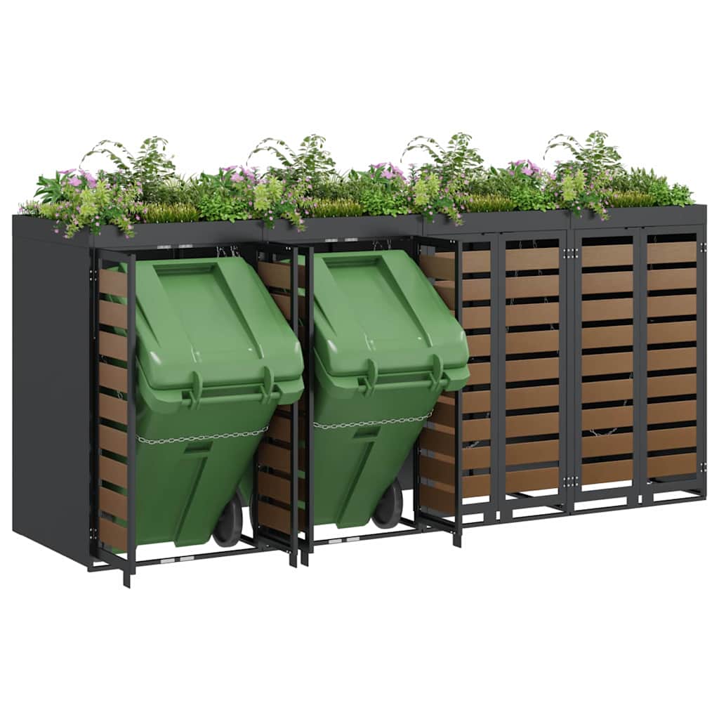 vidaXL Wheelie Bin Storage for 4 Bins Anthracite 272 x 77.5 x 121.5 cm
