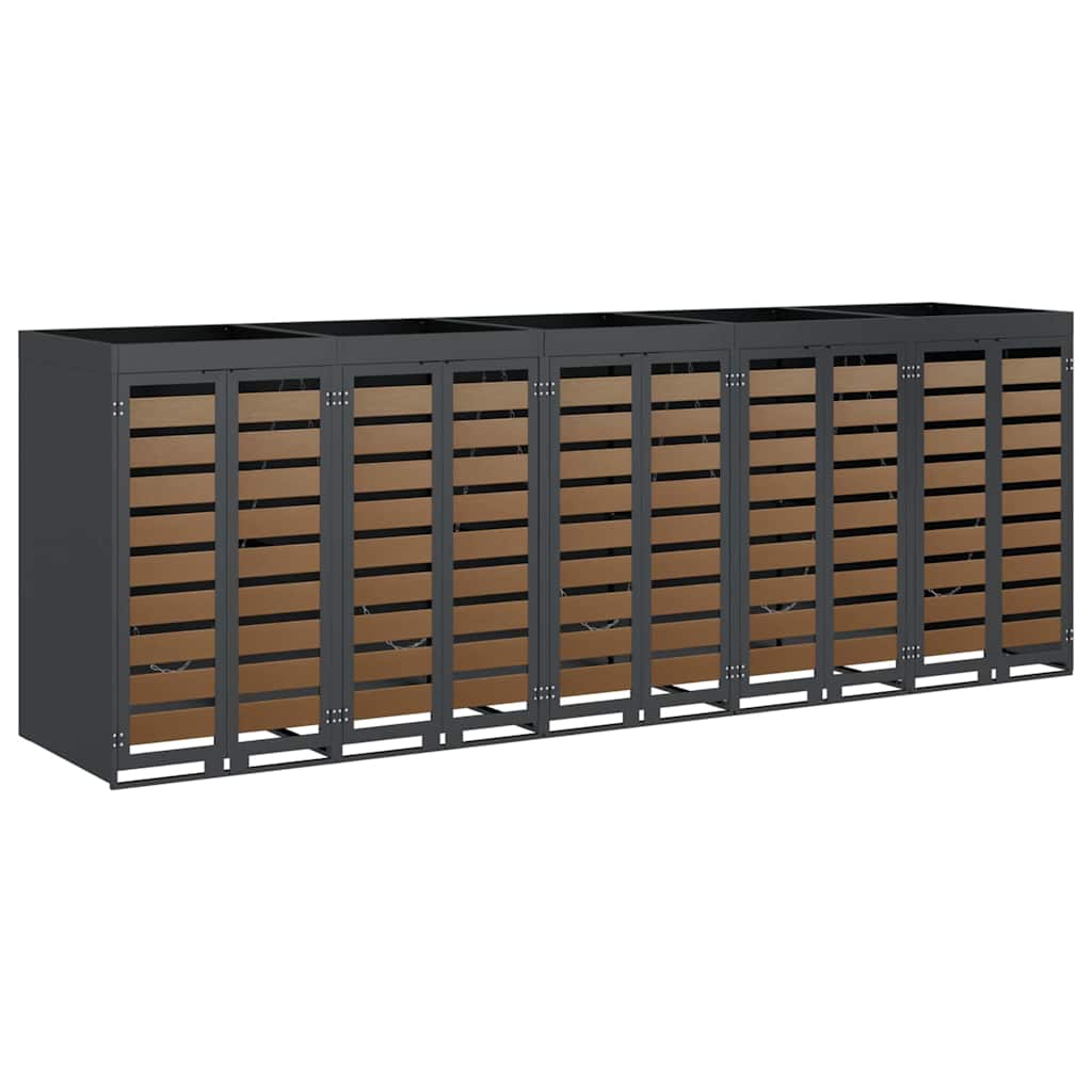 vidaXL Wheelie Bin Storage for 5 Bins Anthracite 340 x 77.5 x 121.5 cm
