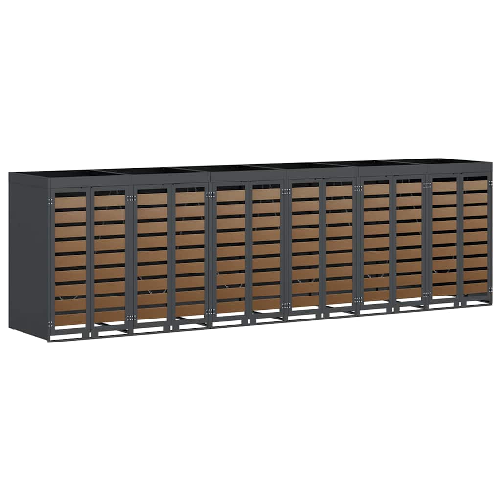 vidaXL Wheelie Bin Storage for 6 Bins Anthracite 408 x 77.5 x 121.5 cm