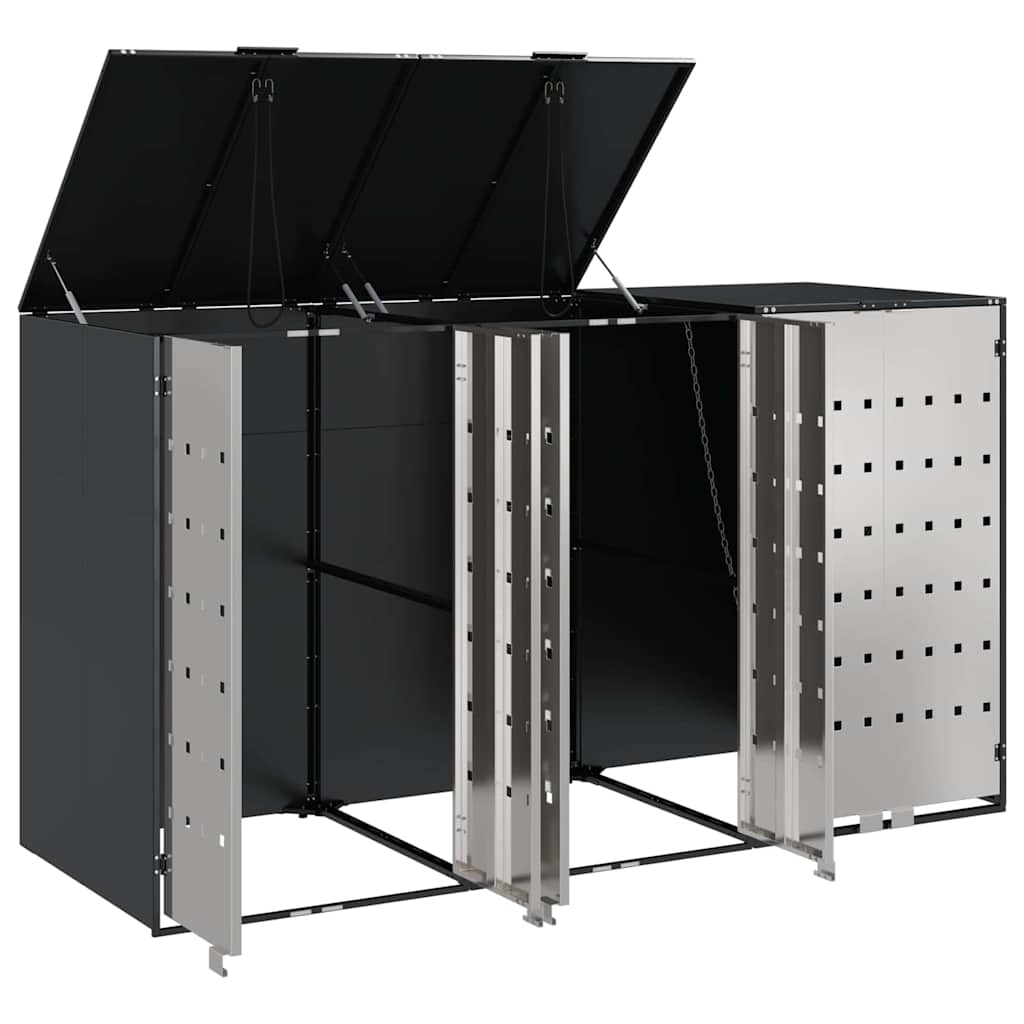 vidaXL Wheelie Bin Storage for 3 Bins Anthracite 204 x 77.5 x 115.5 cm