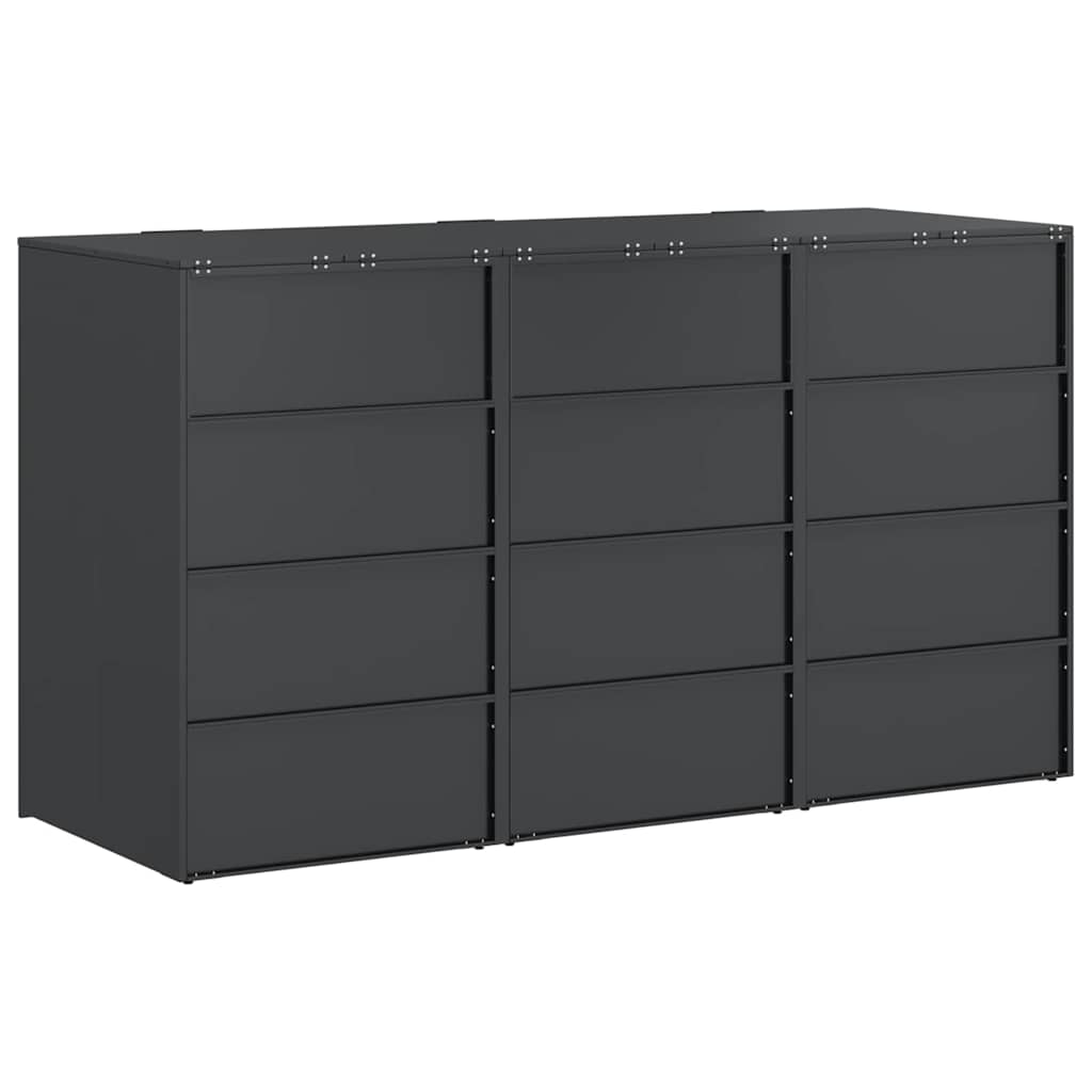vidaXL Wheelie Bin Storage for 3 Bins Anthracite 204 x 77.5 x 115.5 cm