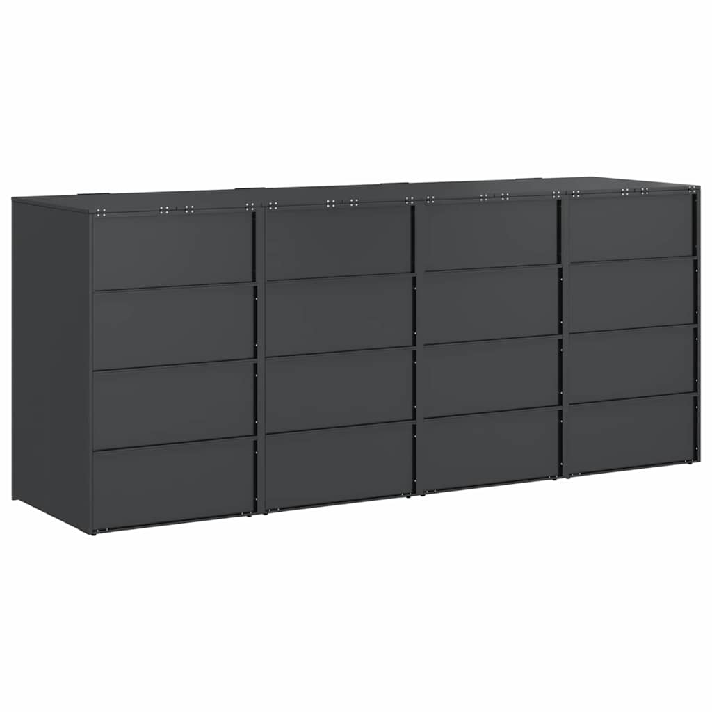 vidaXL Wheelie Bin Storage for 4 Bins Anthracite 272 x 77.5 x 115.5 cm