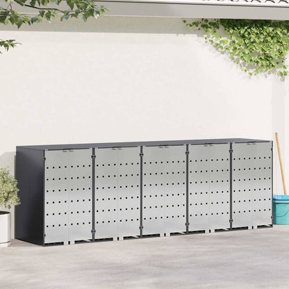 vidaXL Wheelie Bin Storage for 5 Bins Anthracite 340 x 77.5 x 115.5 cm