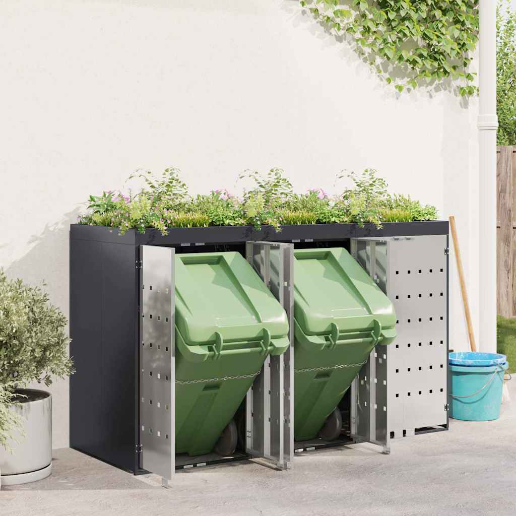 vidaXL Wheelie Bin Storage for 3 Bins Anthracite 204 x 77.5 x 121.5 cm