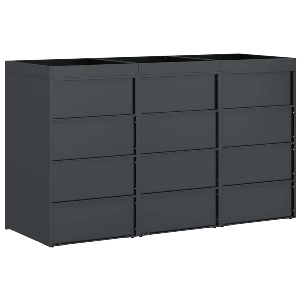 vidaXL Wheelie Bin Storage for 3 Bins Anthracite 204 x 77.5 x 121.5 cm